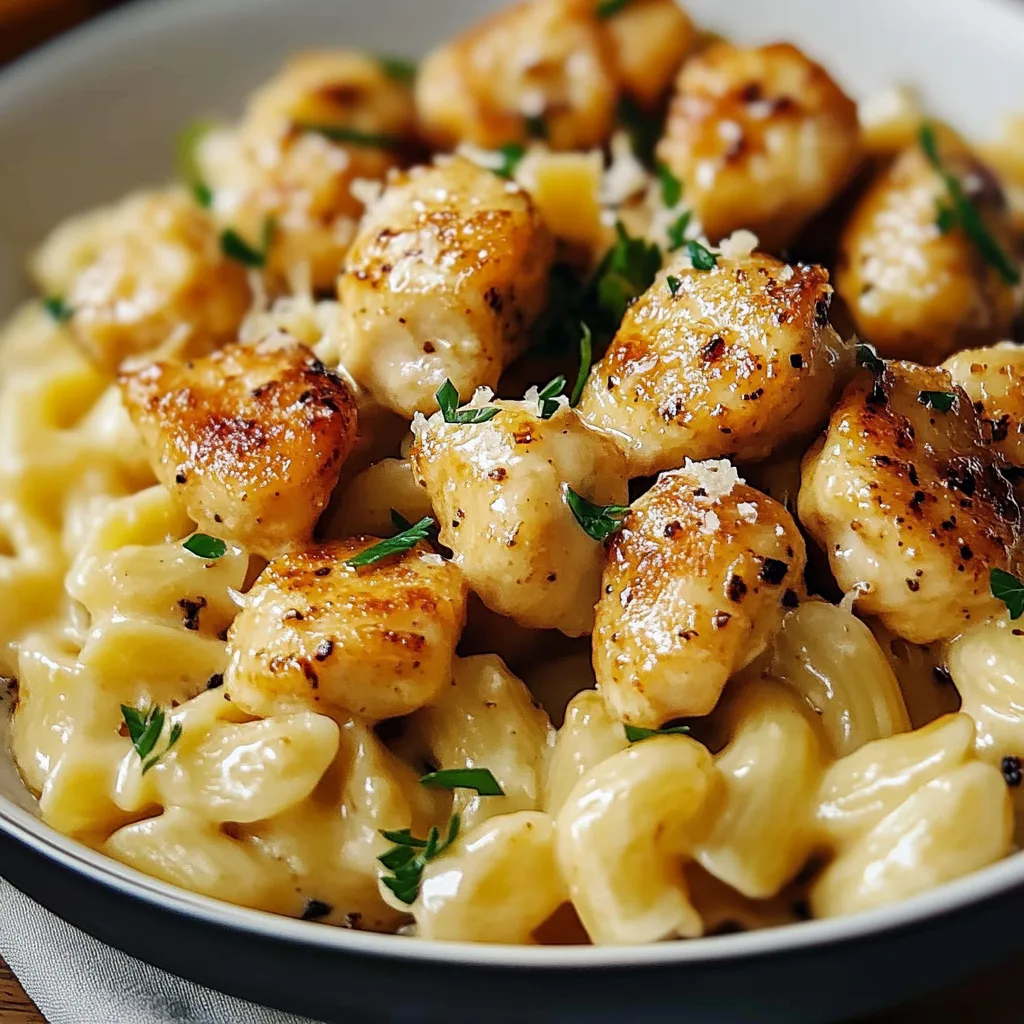 Garlic Butter Chicken Bites with Creamy Parmesan Pasta