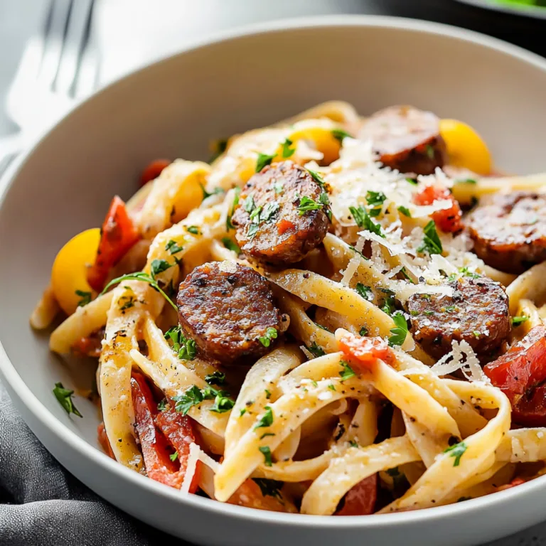 Cajun Sausage Pasta Dish Ready to Serve
