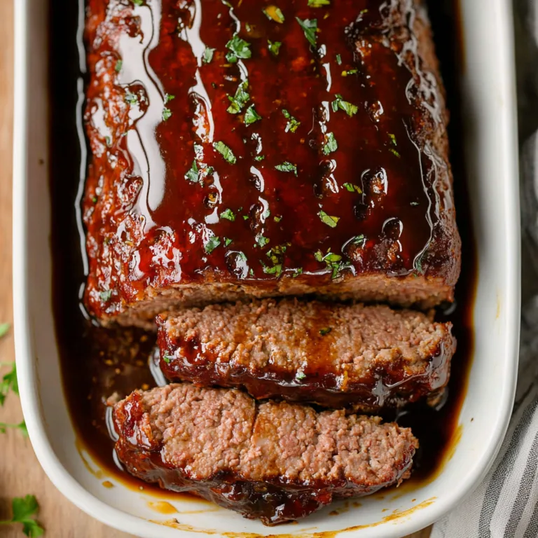 Balsamic Glazed Meatloaf on a Plate