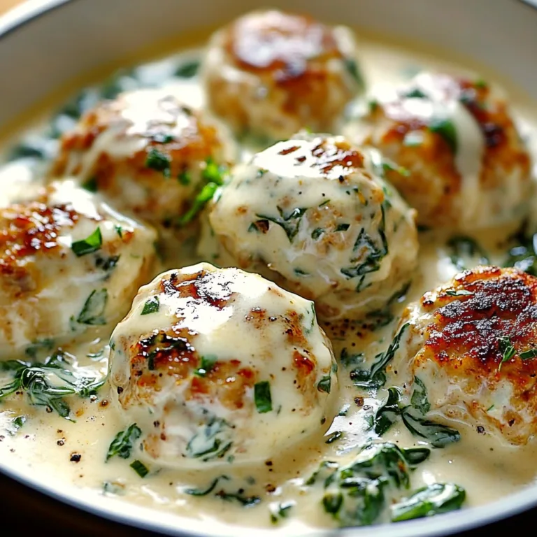 Delicious Baked Chicken Ricotta Meatballs with Spinach Alfredo