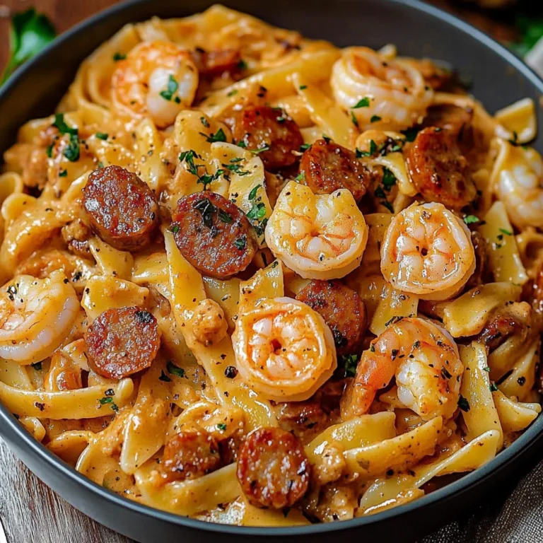 Flavorful Creamy Cajun Shrimp Pasta with Sausage Recipe