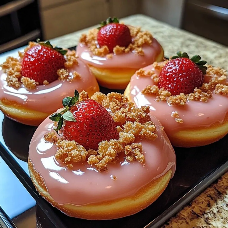 Irresistible Freshly Glazed Strawberry Crunch Donuts