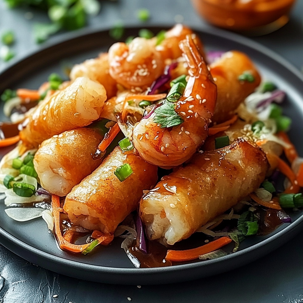 Recipe preparation for Crispy Shrimp And Cabbage Egg Rolls