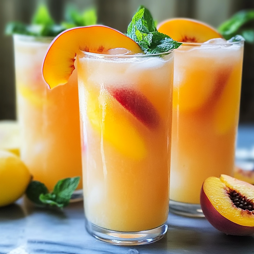 Recipe preparation for Refreshing Peach Lemonade