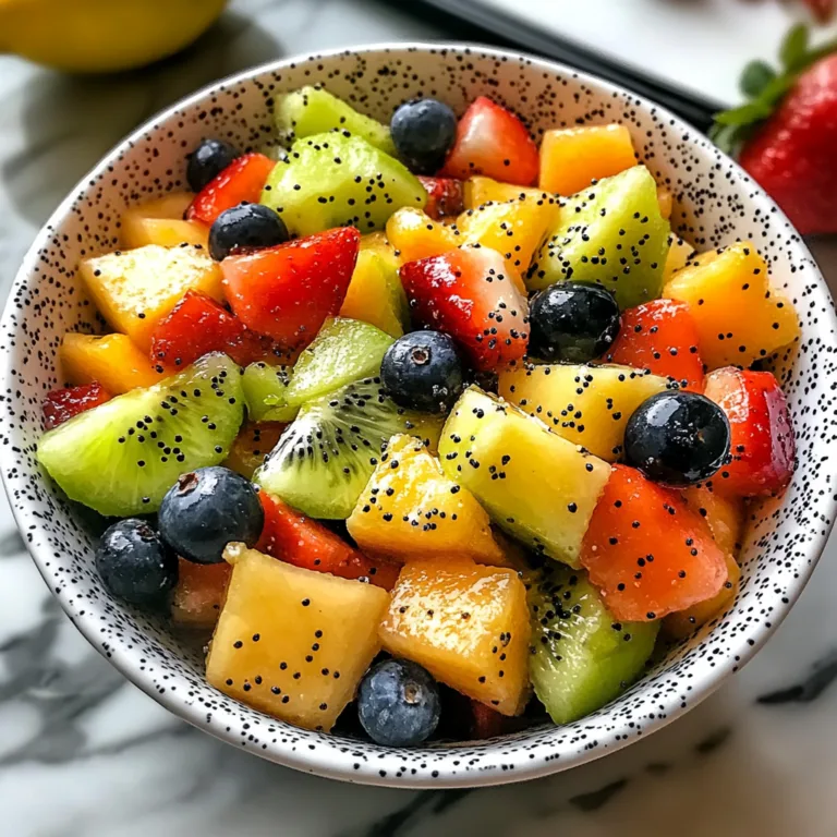 Vibrant Fruit Salad with Honey-Lime Poppy Seed Dressing