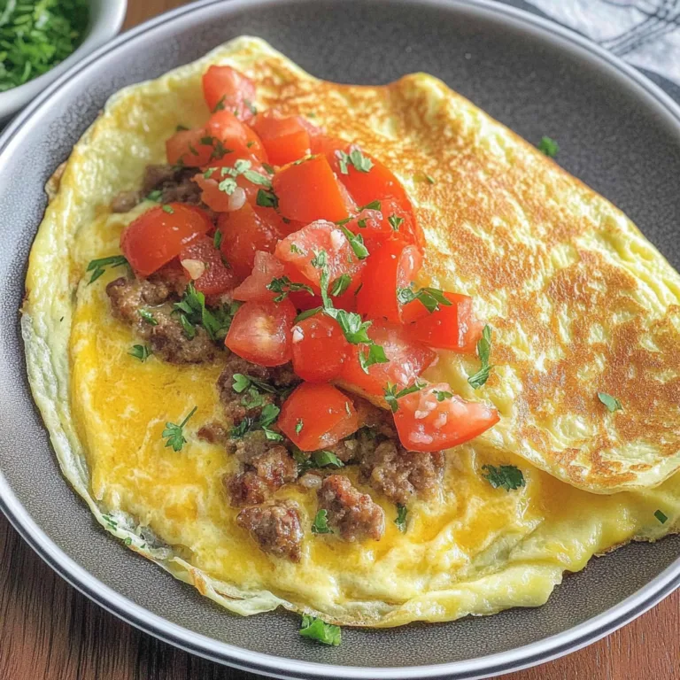 Irresistible Sausage Tomato Cheese Omelet Recipe for Breakfast