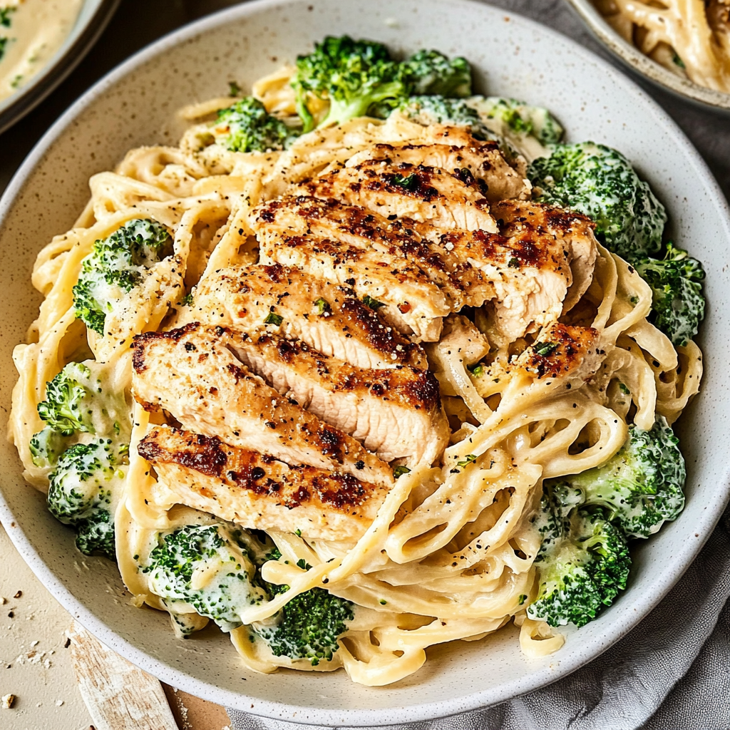 Recipe preparation for Chicken Broccoli Alfredo Recipe