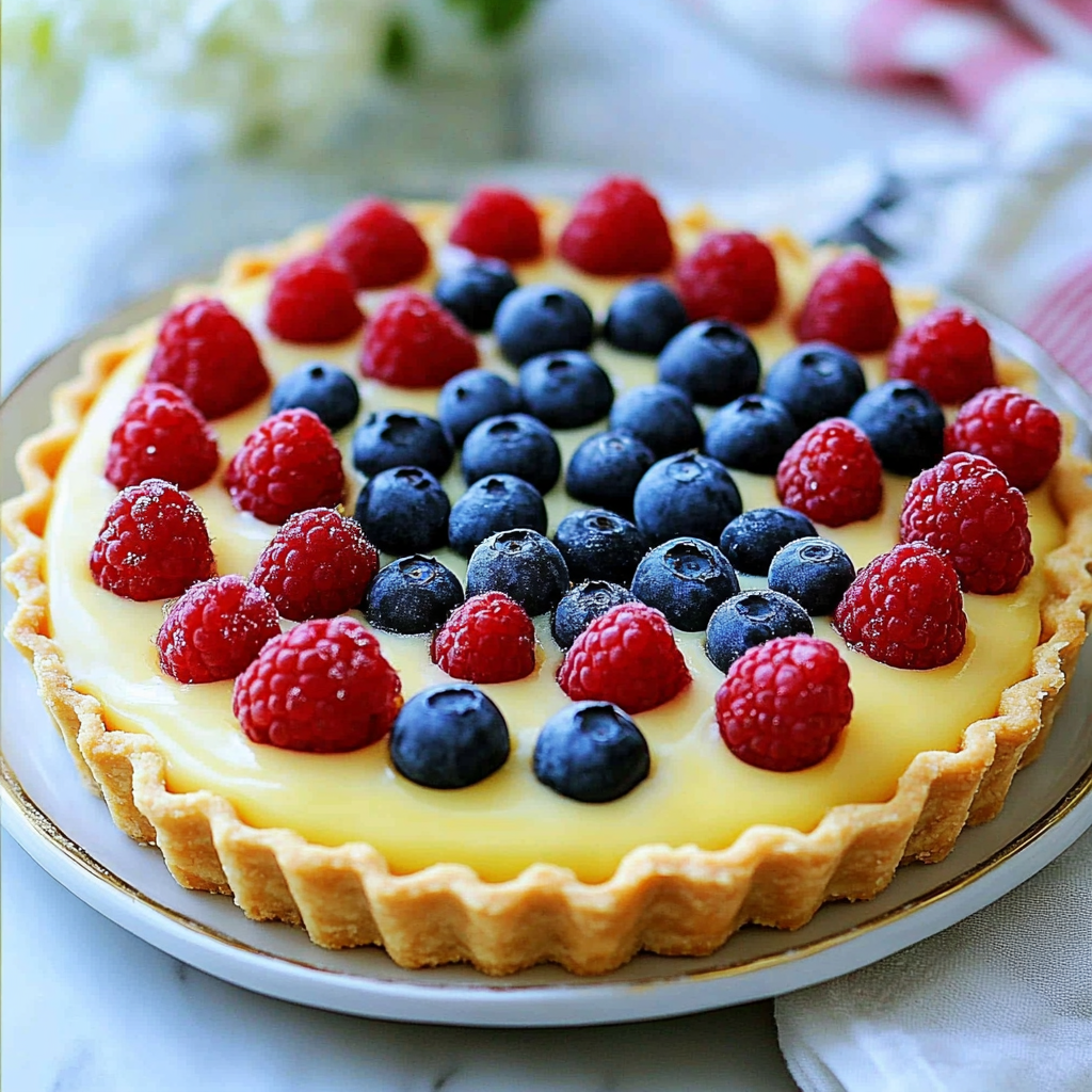 Recipe preparation for 4th of July Fruit Tart