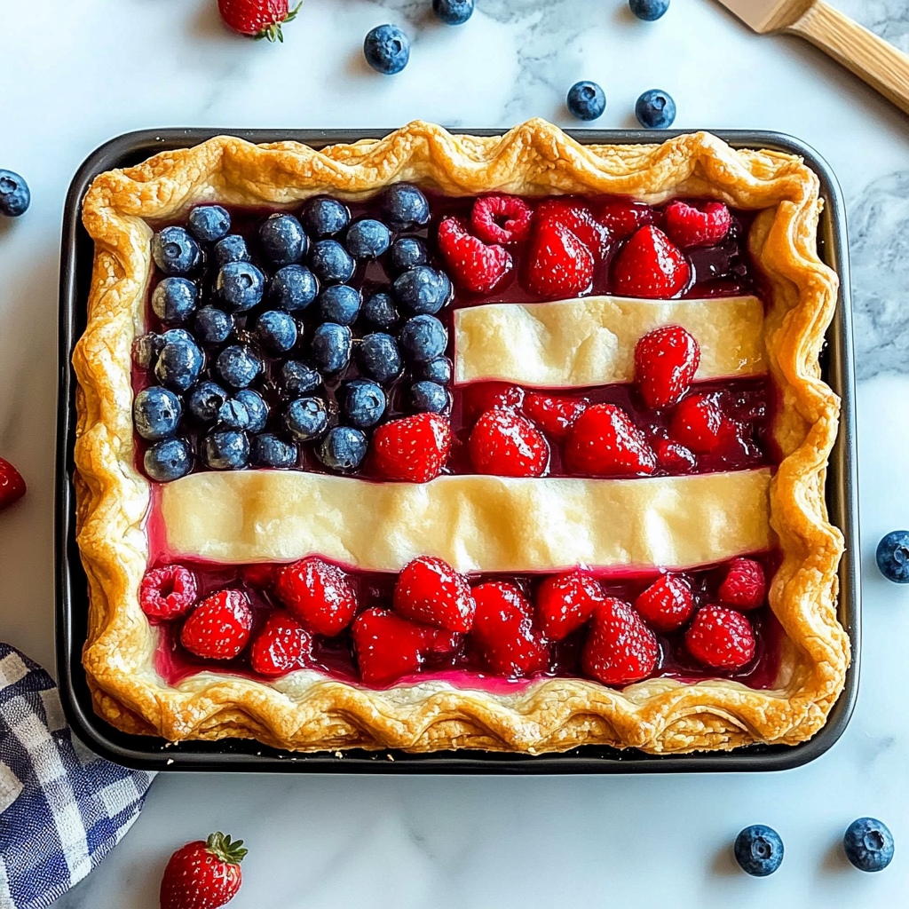 Recipe preparation for Berry Flag Pie