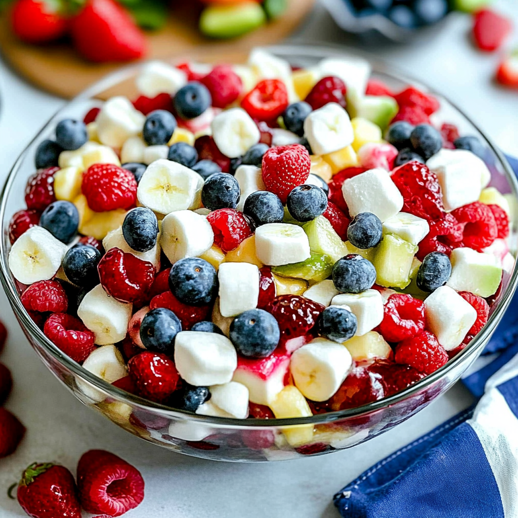 Recipe preparation for Fruit Salad with Marshmallows