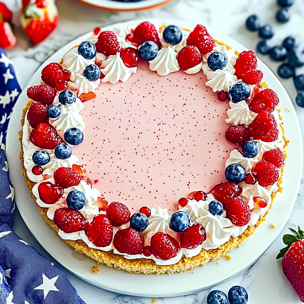 Recipe preparation for No-Bake 4th of July Jello Cream Pie