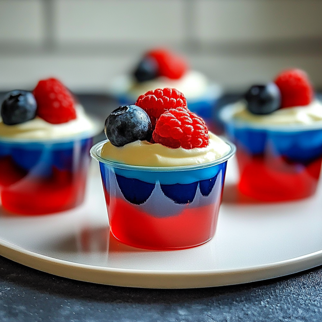 Recipe preparation for Red, White, and Blue Jello Cups