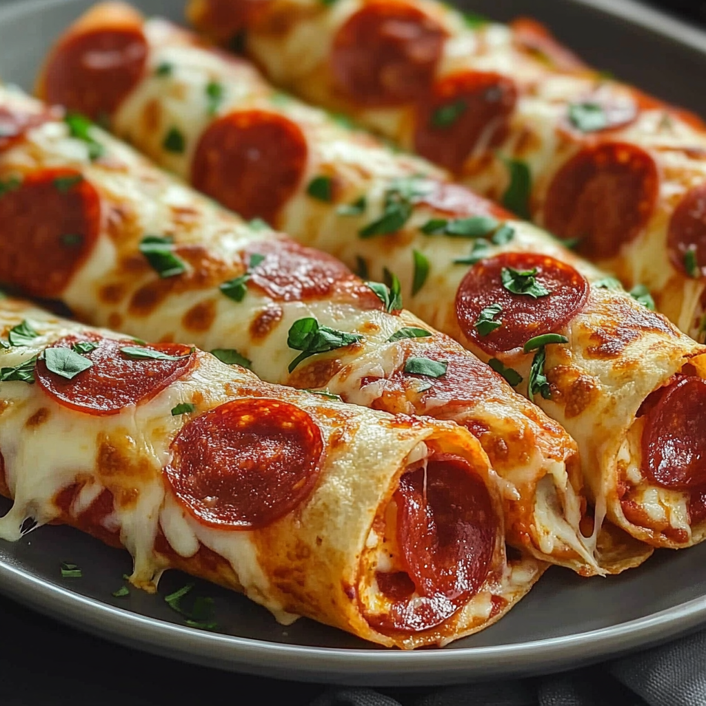Recipe preparation for Cheesy Pepperoni Pizza Roll-Ups with Low-Carb Tortillas