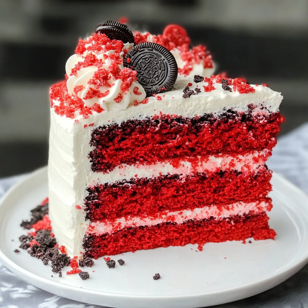 Recipe preparation for Red Velvet Oreo Cake