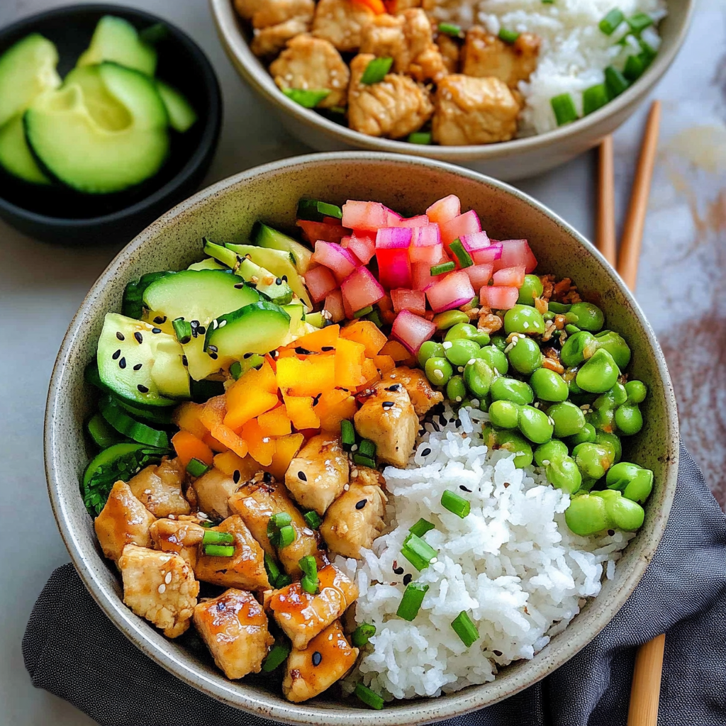 Recipe preparation for Chicken Poke Bowl
