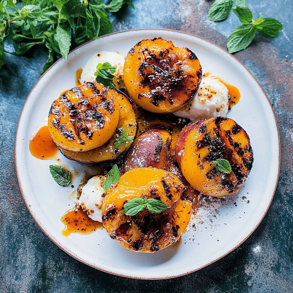 Recipe preparation for Grilled Peaches