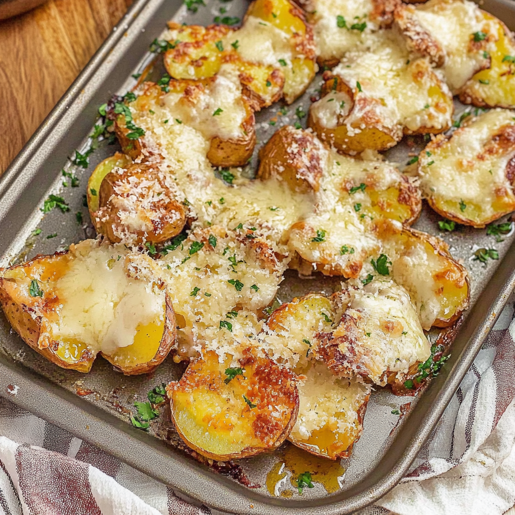 Recipe preparation for Parmesan Smashed Potatoes