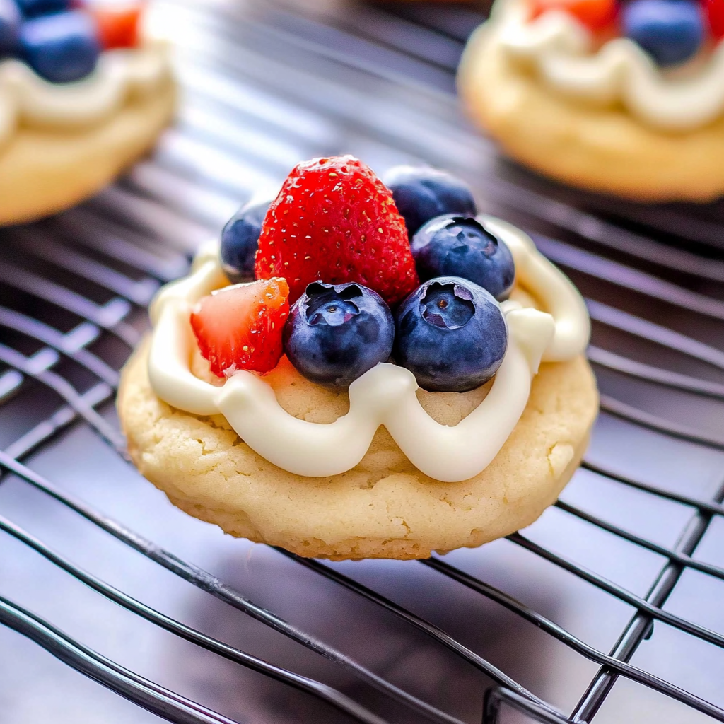 Recipe preparation for Patriotic Fruit Pizza Cookies