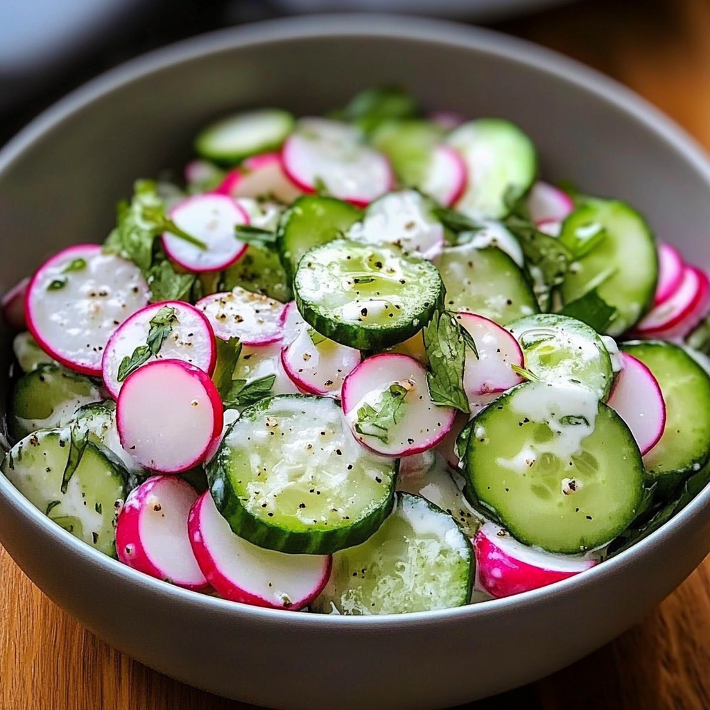 Recipe preparation for Cucumber Radish Salad Recipe