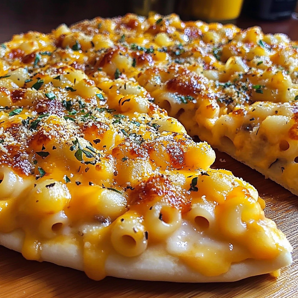 Recipe preparation for Macaroni and Cheese Pizza