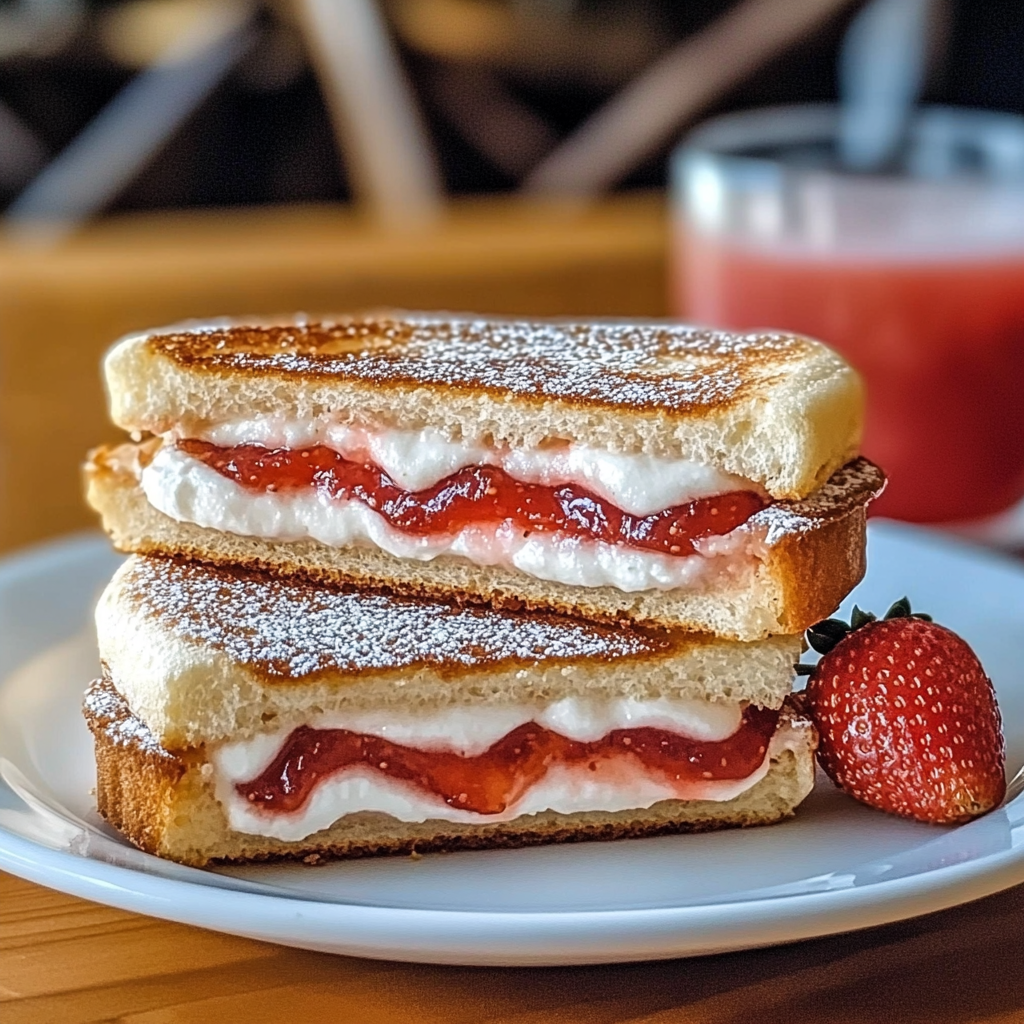 Recipe preparation for Fried Strawberry Cheesecake Sandwiches