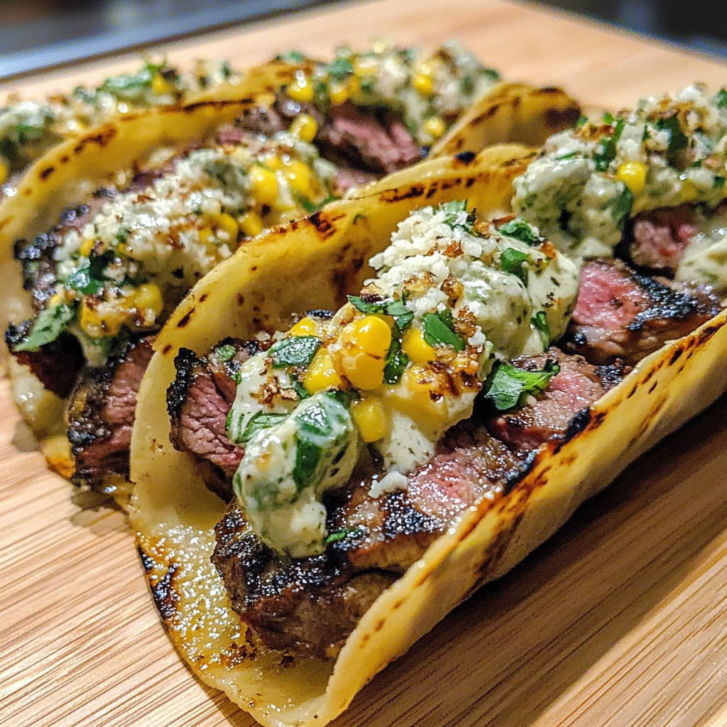 Recipe preparation for Grilled Elote Steak Tacos