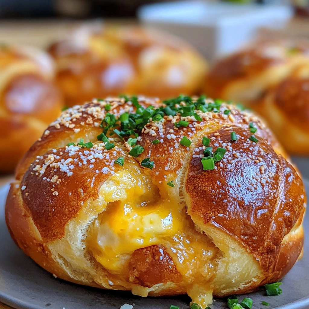 Recipe preparation for Stuffed Breakfast Pretzel Rolls