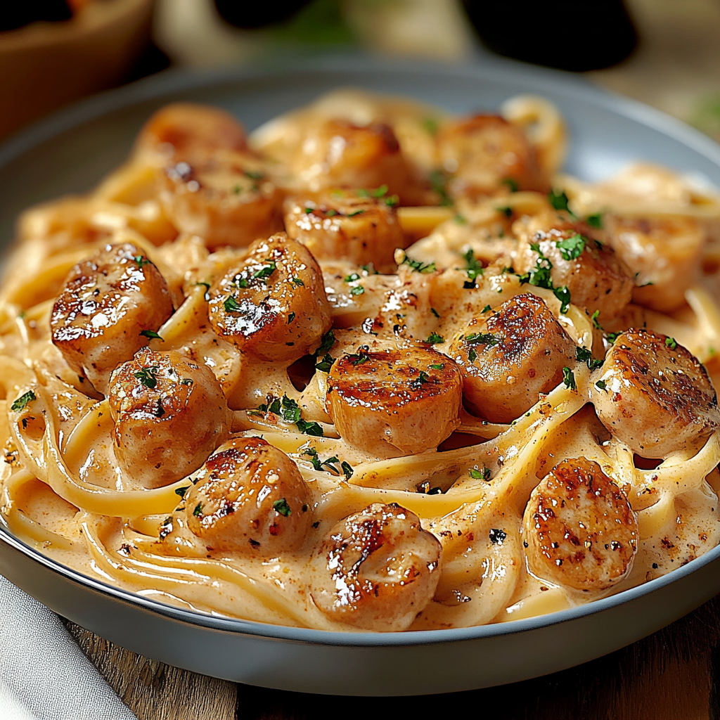 Recipe preparation for Creamy Cajun Pasta Delight