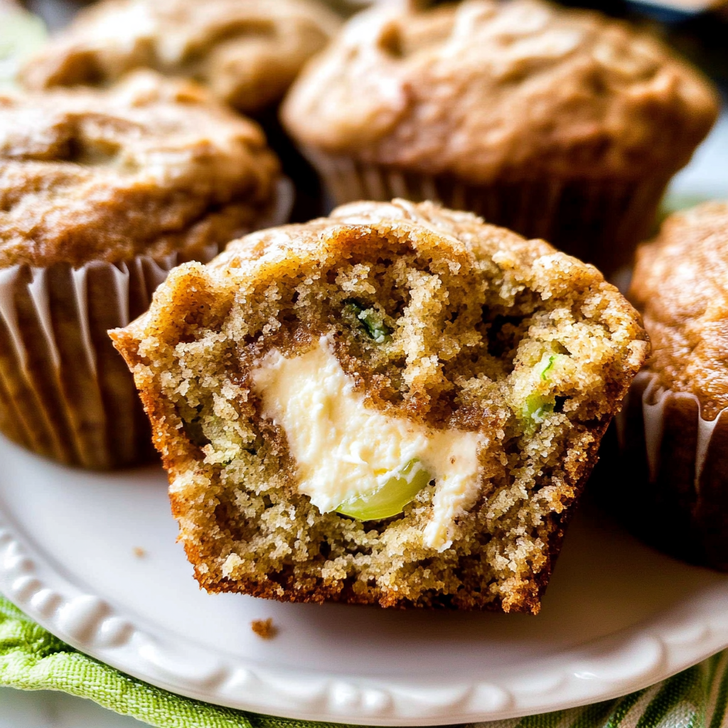 Recipe preparation for Cream Cheese Zucchini Muffins