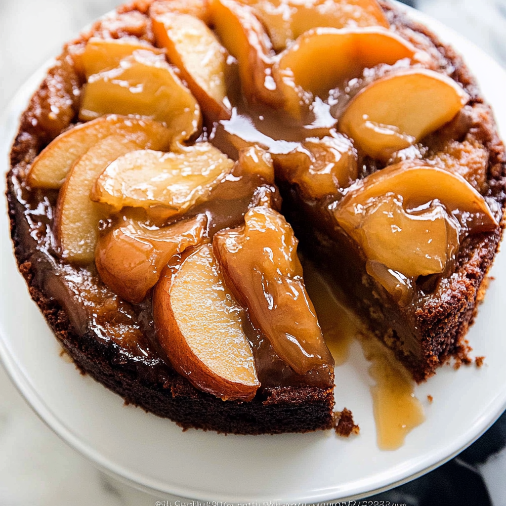 Recipe preparation for Caramel Apple Upside Down Cake