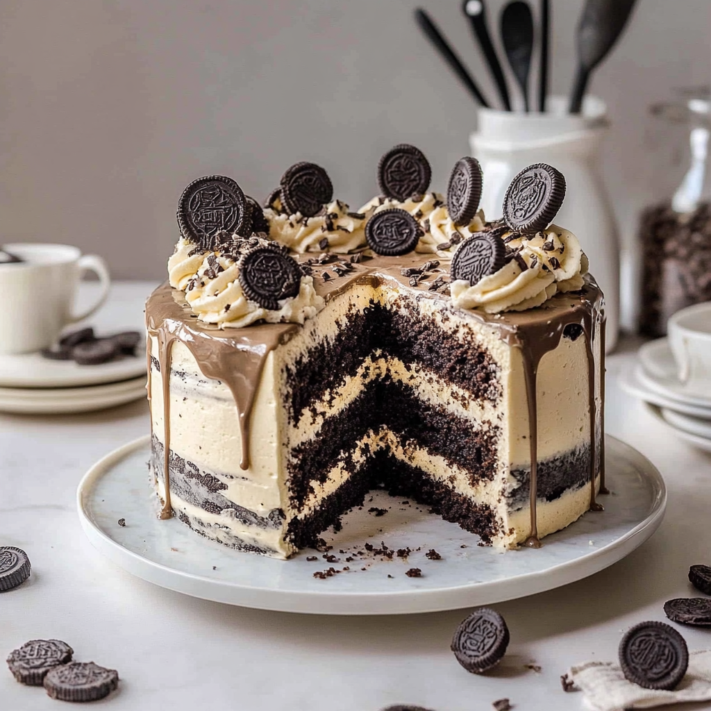 Recipe preparation for Vegan Oreo Cake