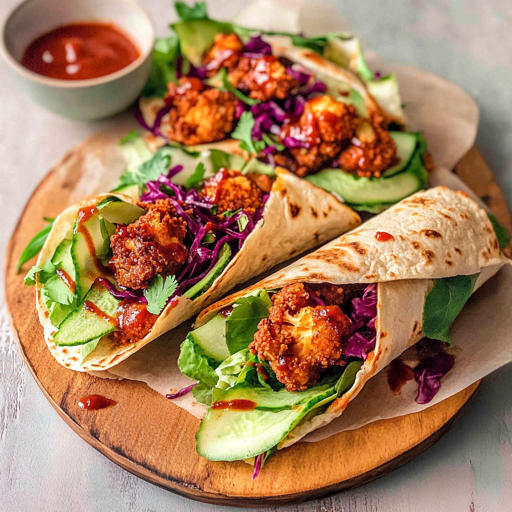 Recipe preparation for Maple BBQ Cauliflower Wraps