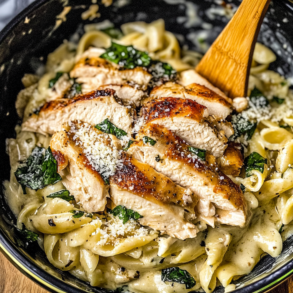 Recipe preparation for Chicken Florentine Pasta Recipe