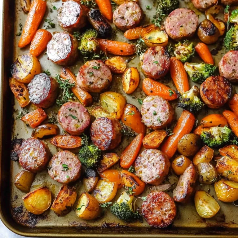 Irresistible Sheet-Pan Maple-Dijon Sausage & Veggies