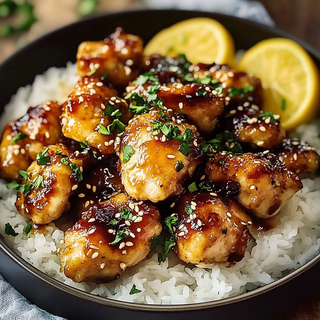 Recipe preparation for Honey Garlic Lemon Chicken