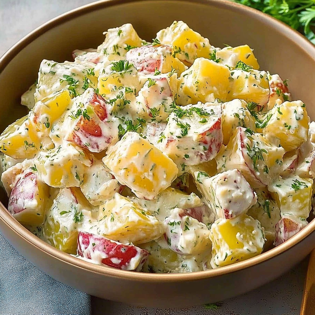 Recipe preparation for Creamy Red Potato Salad