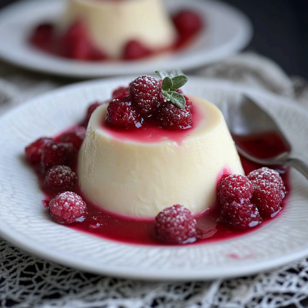 Recipe preparation for White Chocolate and Rasberry Panna Cotta