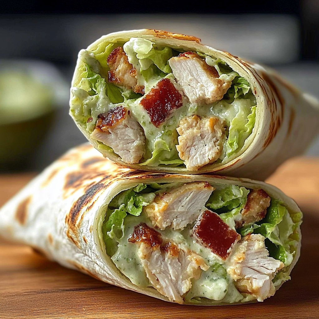 Recipe preparation for Chopped Chicken Caesar Salad Wrap