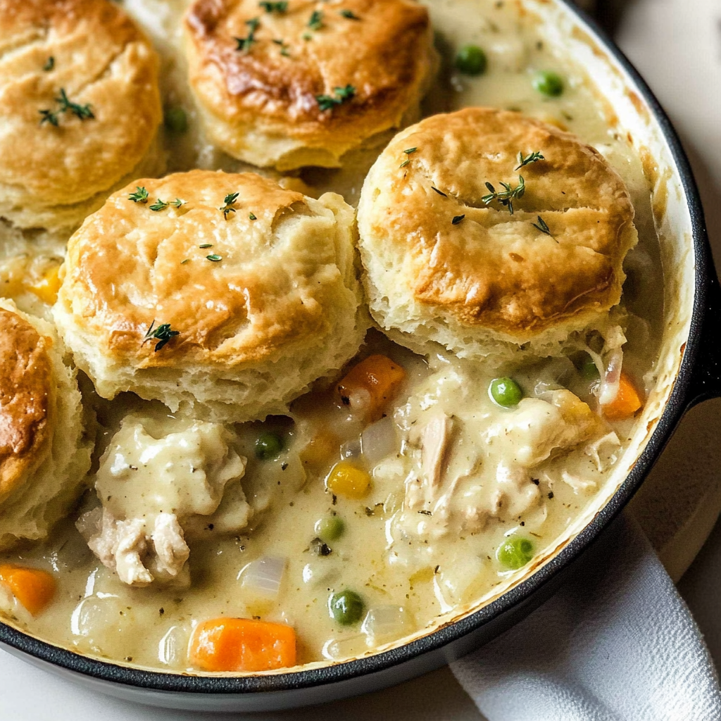 Recipe preparation for Chicken Pot Pie with Biscuits