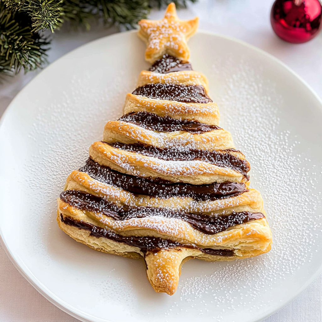 Recipe preparation for Nutella Christmas Tree Puff Pastry