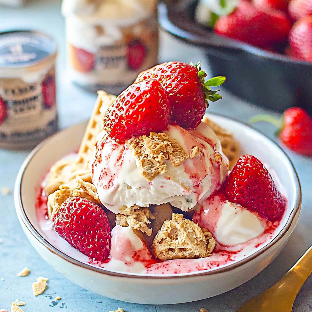 Recipe preparation for Strawberry Cheesecake Ice Cream