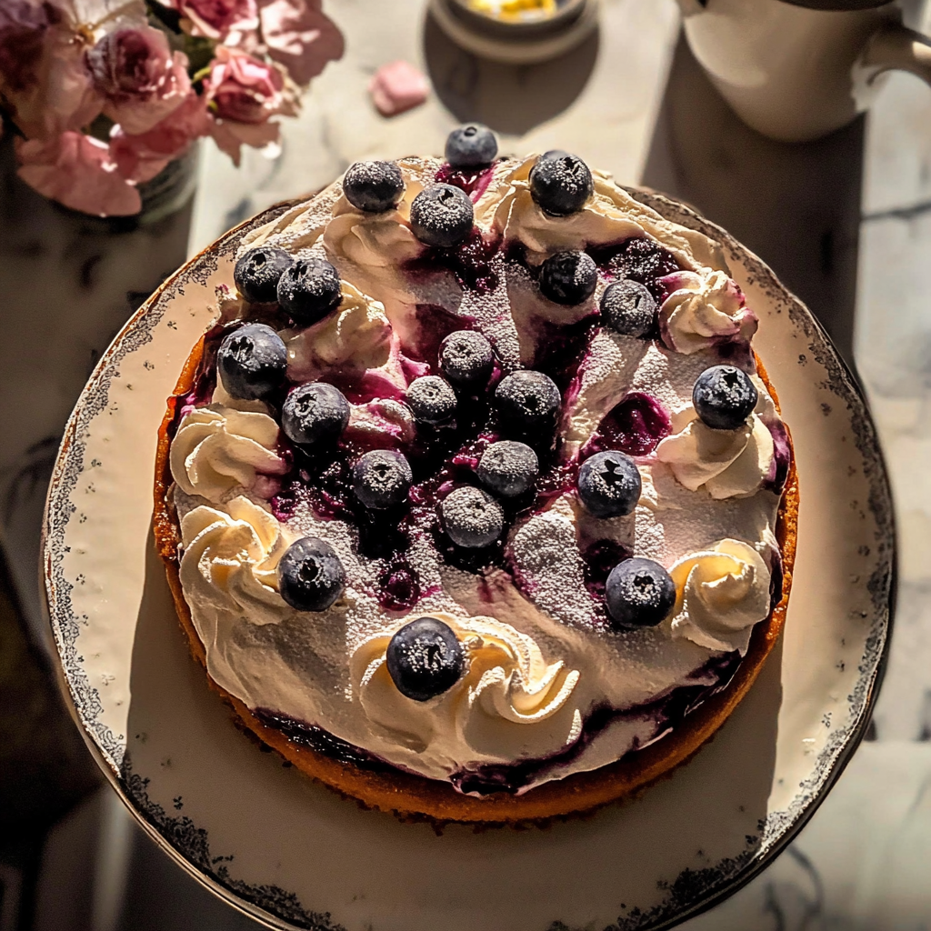 Recipe preparation for Blueberry Ricotta Pudding Cake