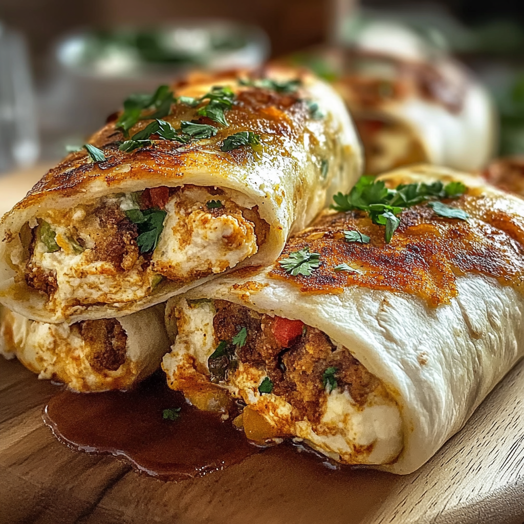 Recipe preparation for Crispy Parmesan Garlic Chicken Burritos