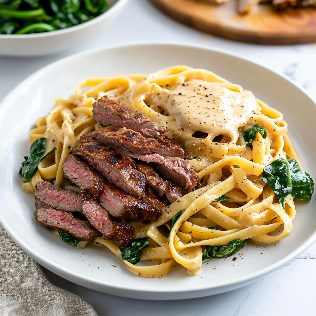 Recipe preparation for Steak Pasta