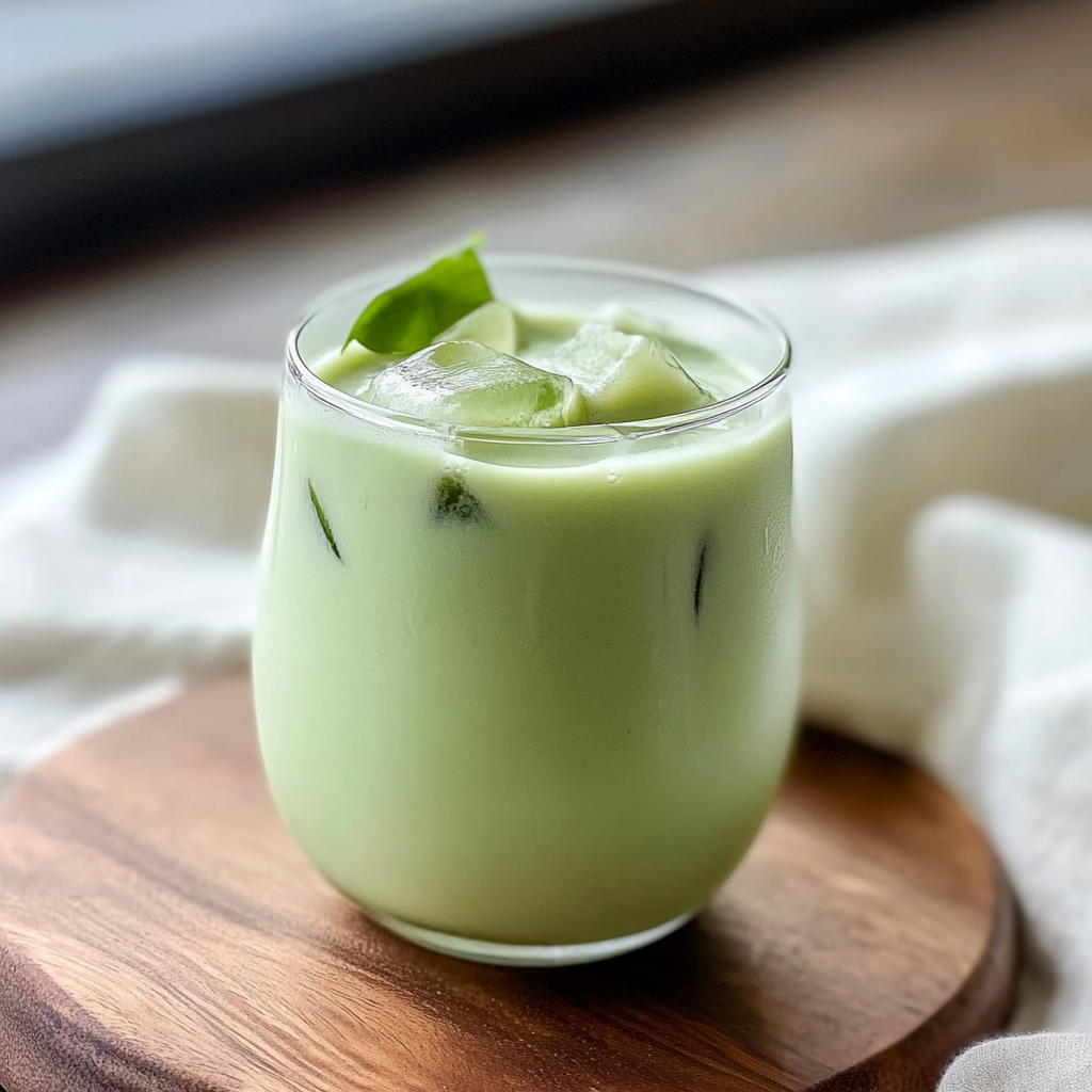 Recipe preparation for Iced Matcha Latte with Coconut Milk
