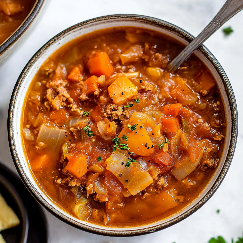Recipe preparation for Cabbage Roll Soup