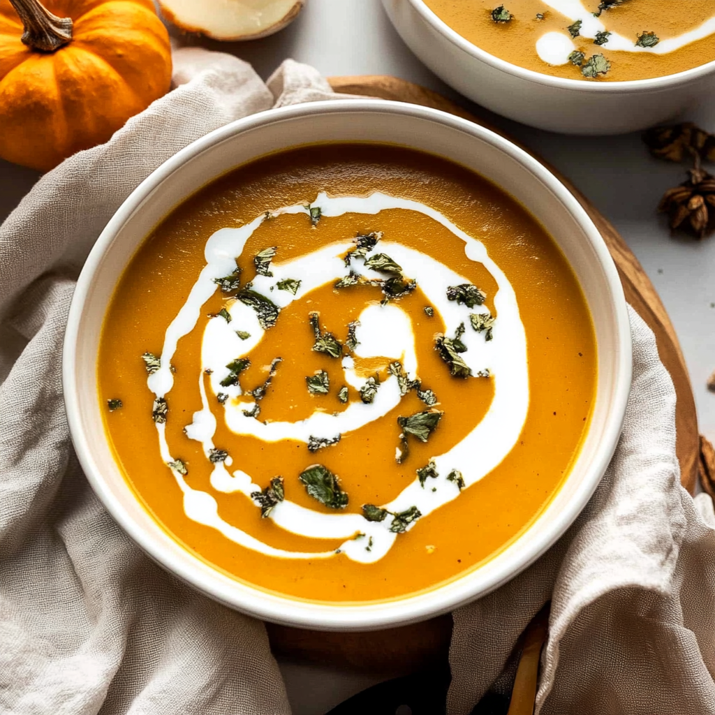 Recipe preparation for Creamy Coconut Curry Pumpkin Soup
