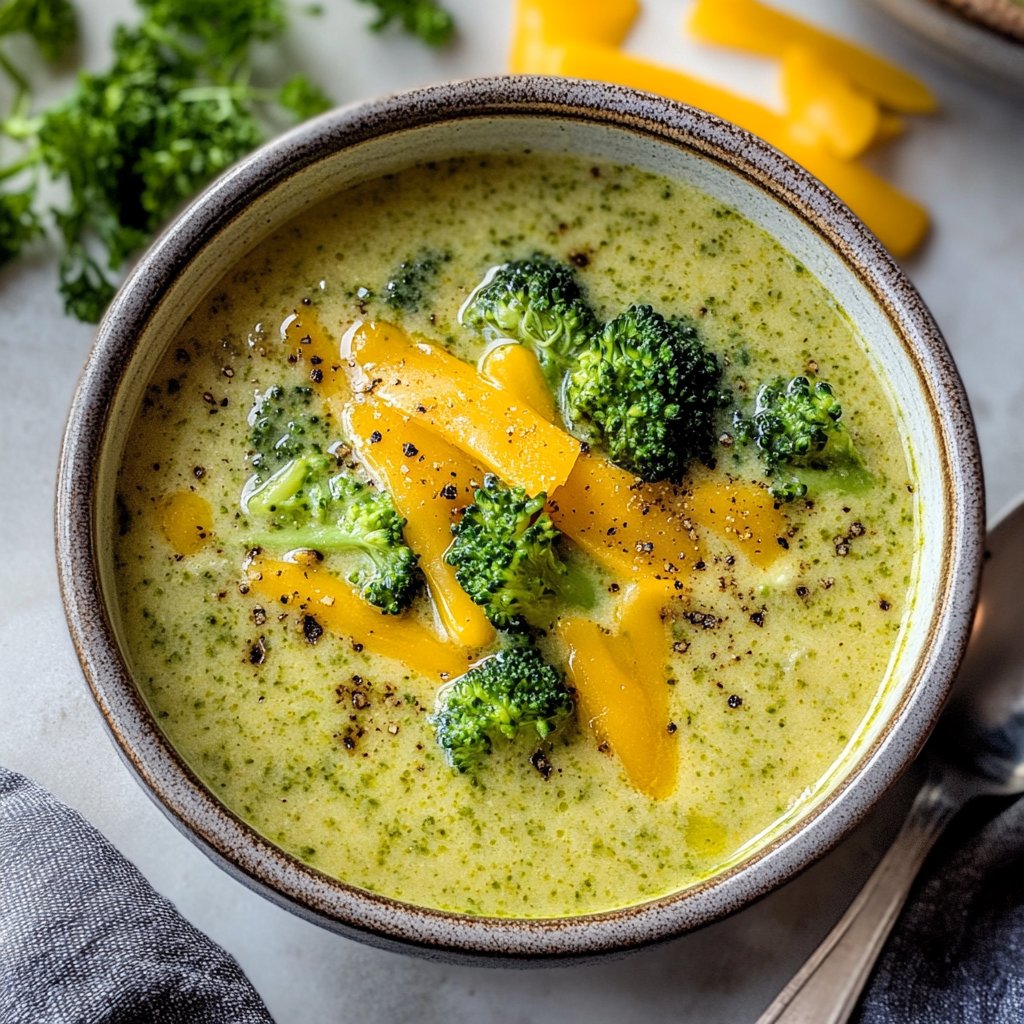 Recipe preparation for Creamy Broccoli Cheddar Soup