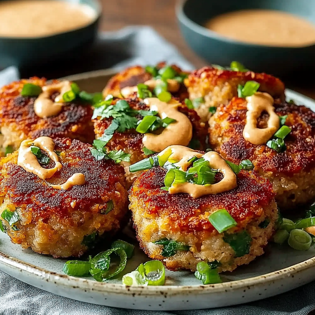 Recipe preparation for Asian Tuna Cakes Spicy Mayo