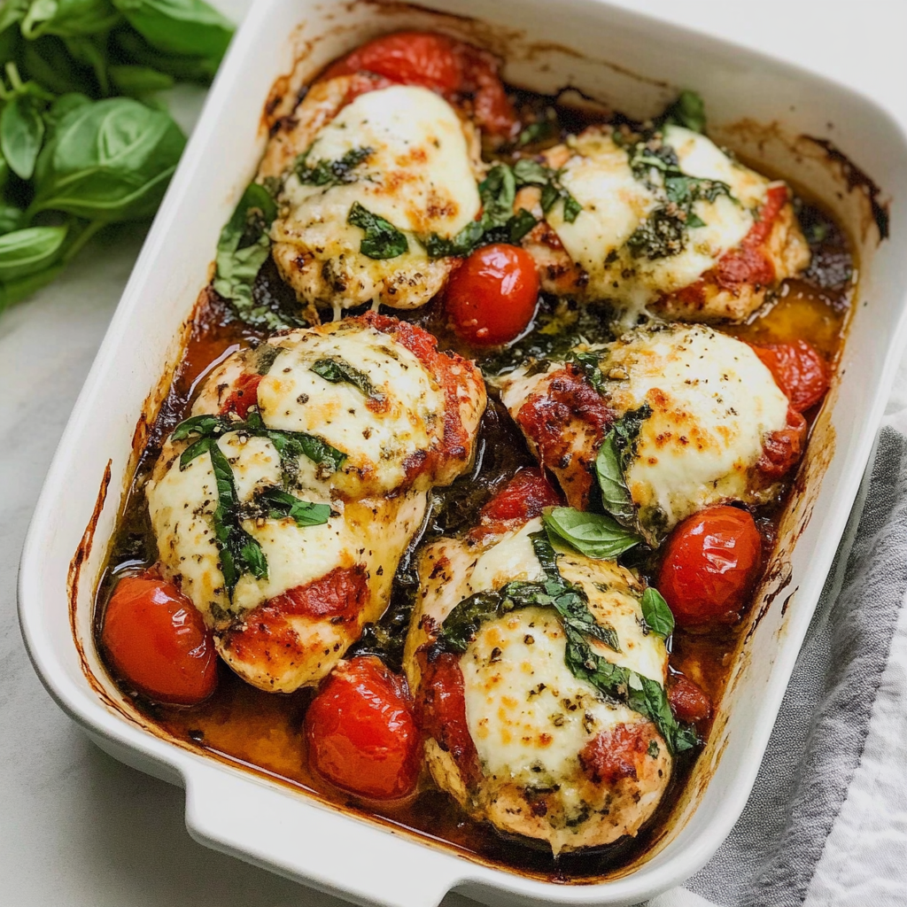Recipe preparation for Baked Caprese Chicken